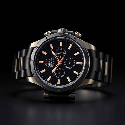 A beautifully lit product shot of a luxury watch on a sleek black background.