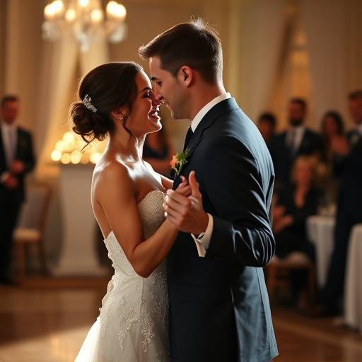 Candid capture of a couple sharing a first dance during a wedding in Beverly Hills.